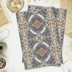 Papel De Seda Medallón de oro gris Kaleidoscópico
