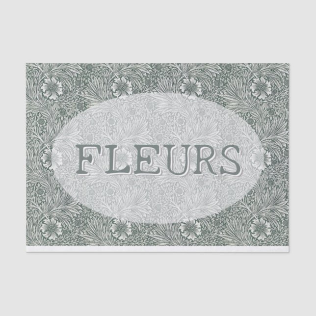 Papel De Seda Medallón Floral Editable Decoupage William Morris (Anverso)