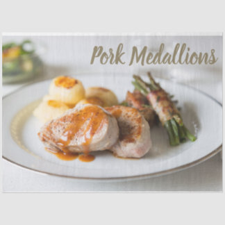 Papel De Seda Medallones de cerdo con solomillo con papas y frij