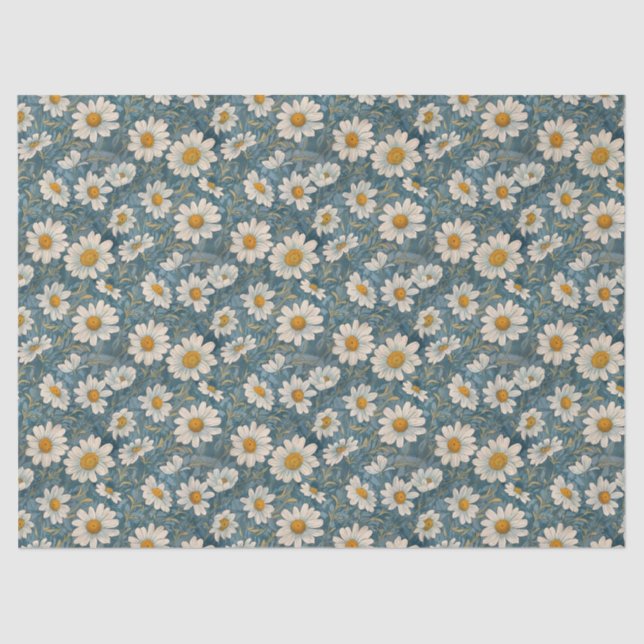 Papel De Seda Media Art Nouveau Shasta Daisies - 10 lb, 17"x23" (Anverso)