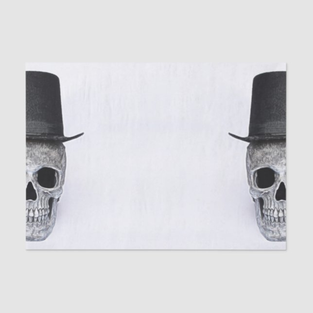 Papel De Seda Media Calavera Con Sombrero Superior Negro Y Gótic (Anverso)