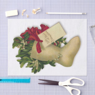 Papel De Seda Media de Navidad Vintage Victoriana Antigua