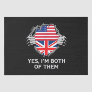 Papel De Seda Media estadounidense mitad británica bandera de In