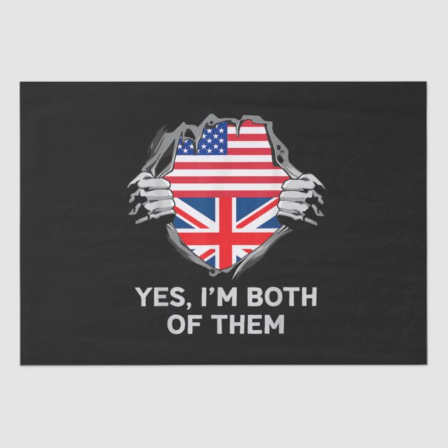 Papel De Seda Media estadounidense mitad británica bandera de In (Anverso)