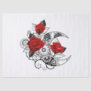 Papel De Seda Media luna mecánica con rosas rojas