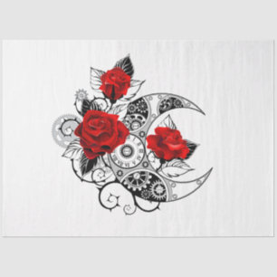 Papel De Seda Media luna mecánica con rosas rojas