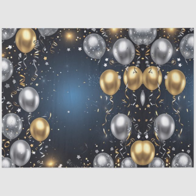 Papel De Seda Medianoche en oro y plata (Anverso)