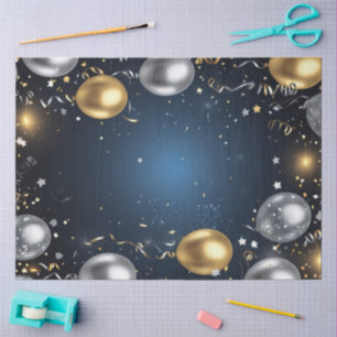 Papel De Seda Medianoche en oro y plata