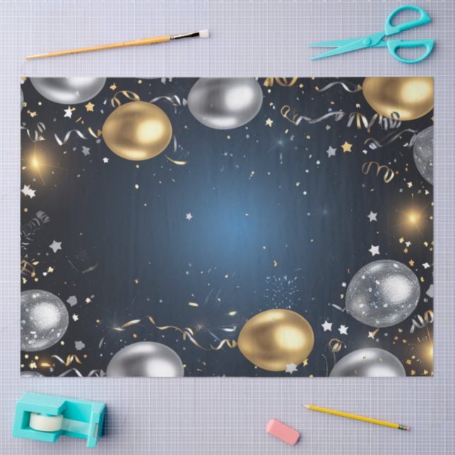 Papel De Seda Medianoche en oro y plata (Artesanía)