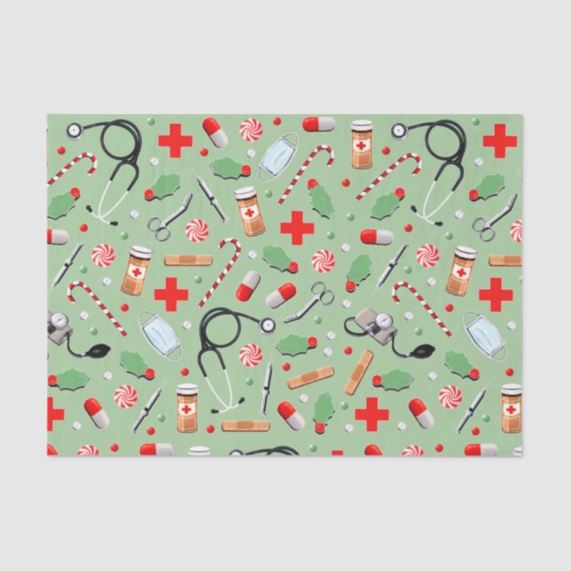 Papel De Seda Médica médico o Navidades de enfermería (Anverso)