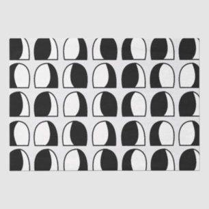 Papel De Seda Medio Círculo Geométrico Negro y Blanco 