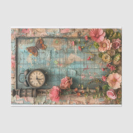 Papel De Seda Medios mixtos de reloj y mariposa