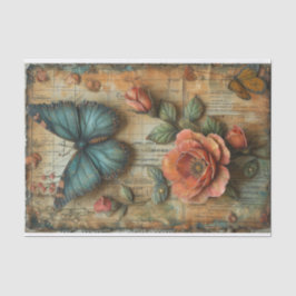 Papel De Seda Medios mixtos de Rosa y mariposa