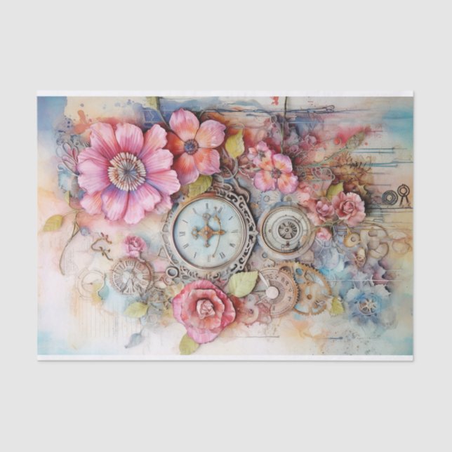 Papel De Seda Medios mixtos en vivos y divertidos Rosa (Anverso)