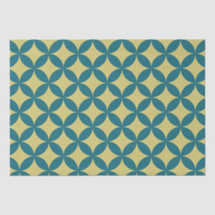 Papel De Seda Mediosiglo Mod Geométrico Retro Moderno Verde Azul