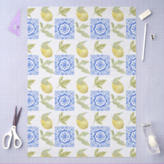Papel De Seda Mediterrenean Citrus Lemon pattern