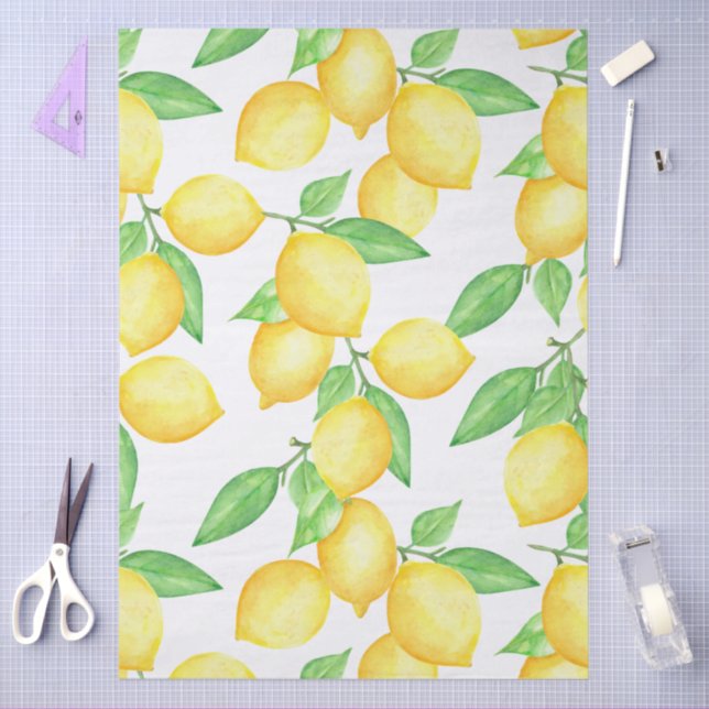 Papel De Seda Mediterrenean Citrus Lemon pattern (Artesanía)