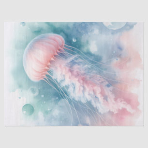 Papel De Seda Medusas delicadas de acuarela rosa para decoupage