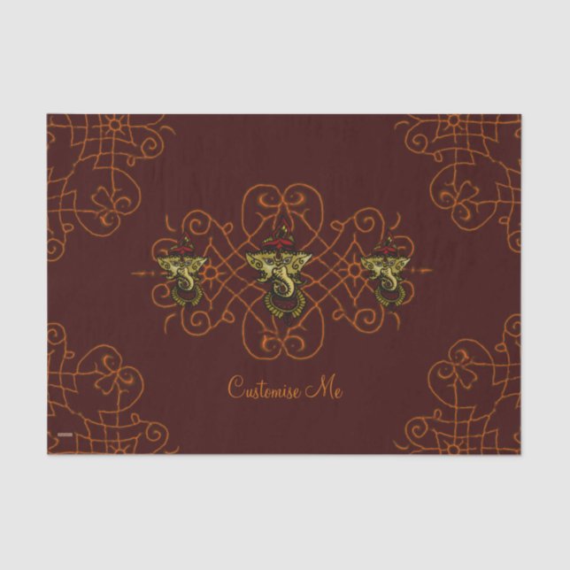 Papel De Seda Mehndi Ganesha (Rojo) (Anverso)