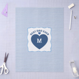 Papel De Seda Mejor Papá del Mundo azul marino Monograma corazón