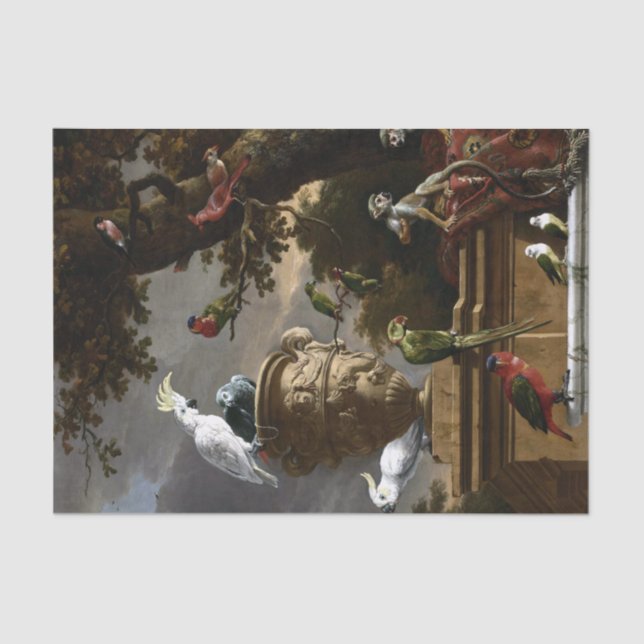 Papel De Seda Melchior d'Hondecoeter La Menagerie (Anverso)