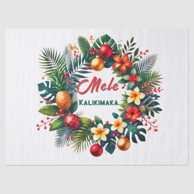 Papel De Seda Mele Kalikimaka - Navidad Tropical (Anverso)