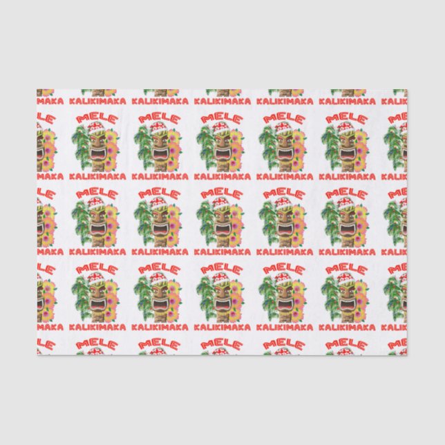 Papel De Seda Mele Kalikimaka Papá Noel Tiki (Anverso)