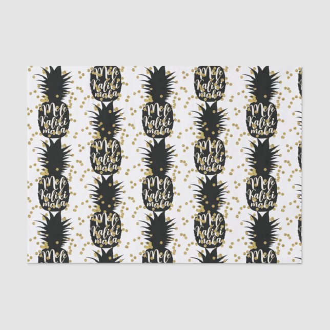 Papel De Seda Mele Kalikimaka Pineapples Navidades de Hawái (Anverso)