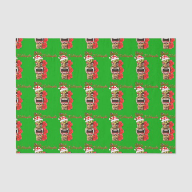 Papel De Seda Mele Kalikimaka Santa Tiki (Anverso)