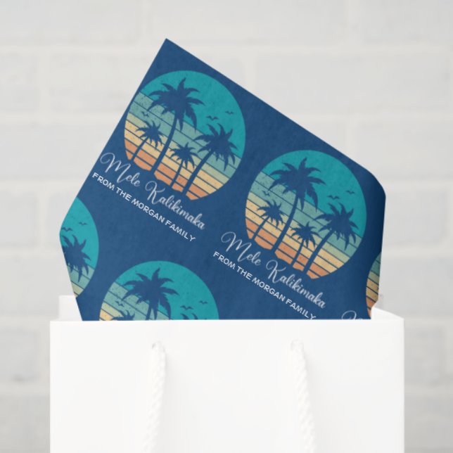 Papel De Seda Mele Kalikimaka Tropical Sunset Custom Christmas (Bolsa de regalo)