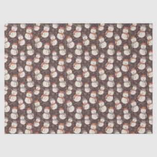 Papel De Seda Mellow Snowmen - patrón de Navidades amaro rojo.