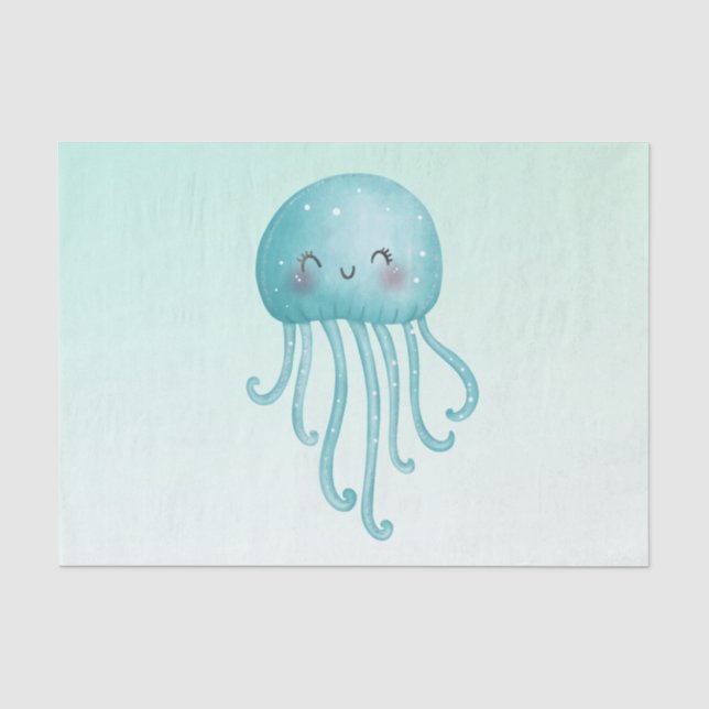 Papel De Seda Melocote azul-verde dulce y divertido (Anverso)