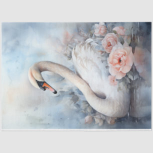 Papel De Seda Melocotón verde pastel cisne blanco