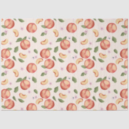 Papel De Seda Melocotones de acuarela botánica y flores