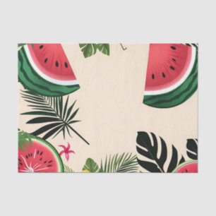 Papel De Seda Melón De Agua Y Flores Vibrantes
