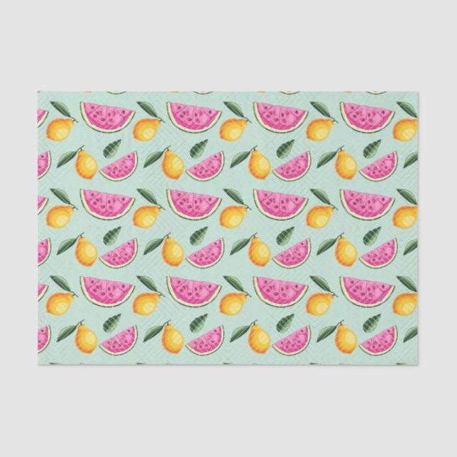 Papel De Seda Melón rosa y lémulos (serie rosa 29) (Anverso)