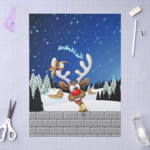 Papel De Seda Meme Divertido de Navidad de Reno Espiando