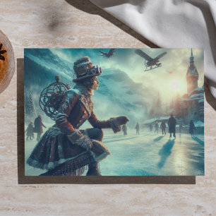 Papel De Seda Mensajero de Fantasía Steampunk de Invierno Decoup