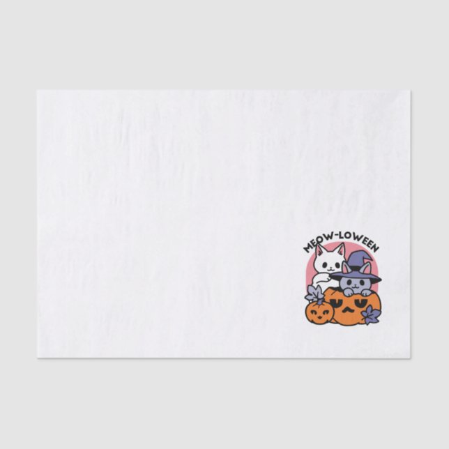 Papel De Seda Meow-Loween - Diseño de felinos Halloween (Anverso)