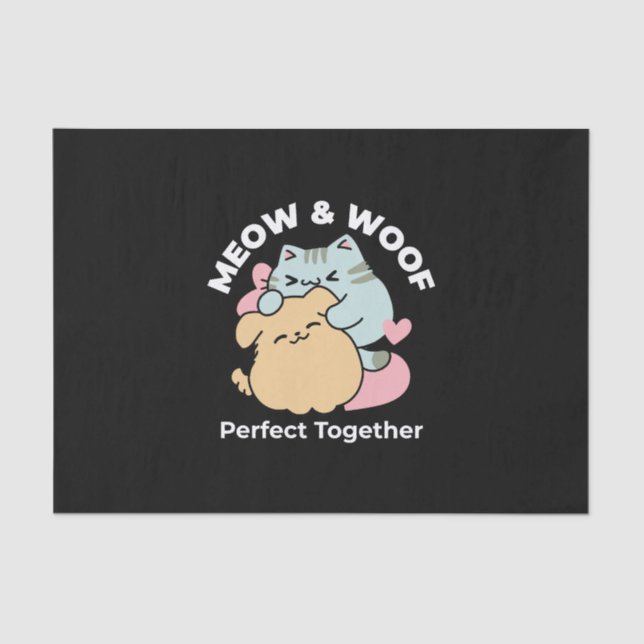 Papel De Seda Meow & Woof Perfect Together: Gato y perro delicio (Anverso)