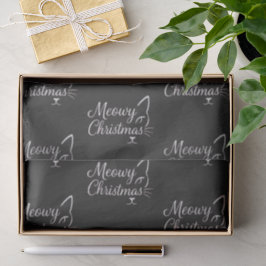 Papel De Seda 'Meowy Christmas' Carbón Negro Sofisticado