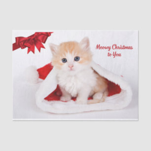Papel De Seda Meowy Navidades te adoran gato en Santa Hat
