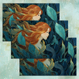 PAPEL DE SEDA MERMAID IN SEA KELP GARDEN DECOUPAGE TISSUE PAPER