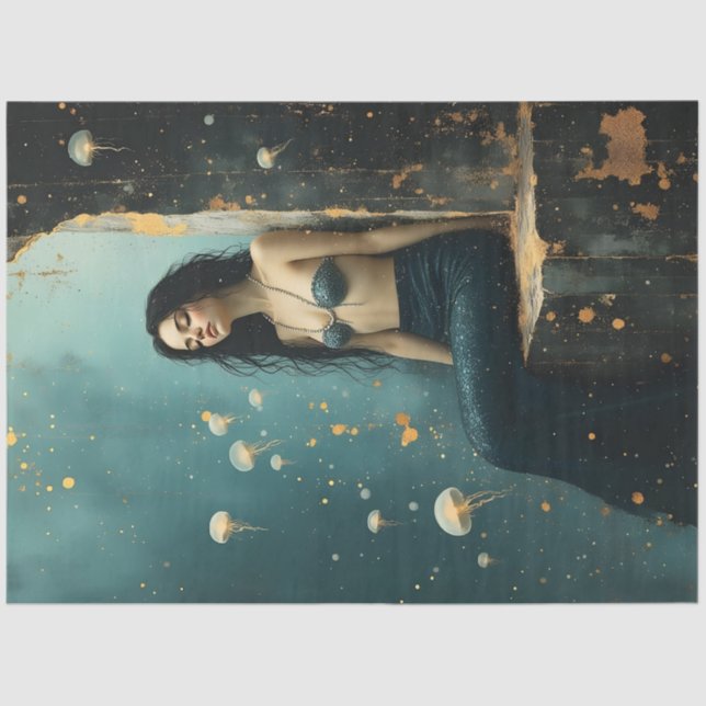 Papel De Seda Mermaid Jellyfish Ocean Fantasy Poster (Anverso)