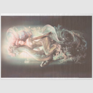 Papel De Seda Mermaid Riding Seahorse Decoupage