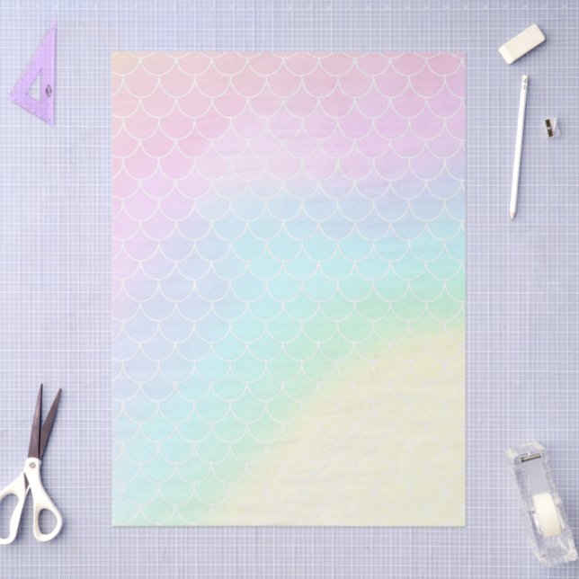 Papel De Seda Mermaid Tail Teal Pink Girly Birthday (Artesanía)