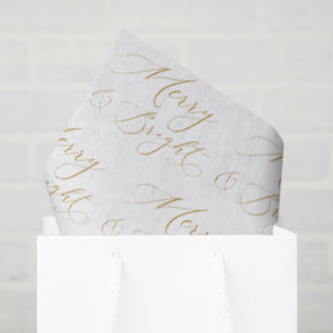 Papel De Seda Merry & Bright Gold Script Navidad