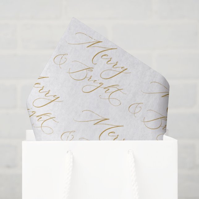 Papel De Seda Merry & Bright Gold Script Navidad (Bolsa de regalo)