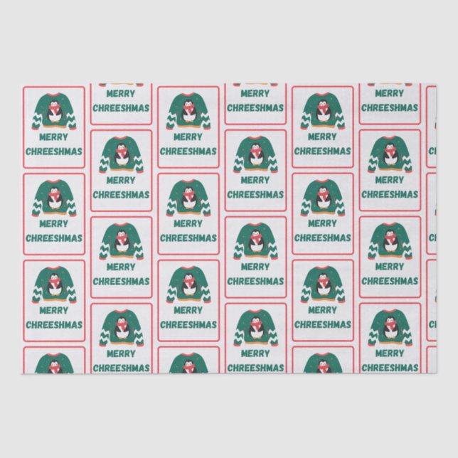 Papel De Seda Merry Chreeshmas Penguin Sweater (Anverso)