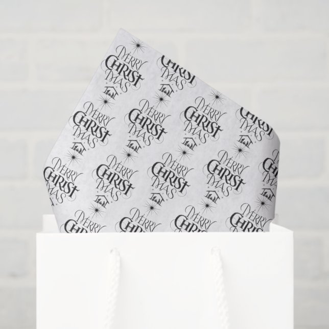 Papel De Seda Merry CHRISTmas caligrafía cristiana (Bolsa de regalo)